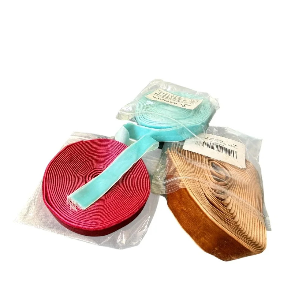 YOOGCORETT Velvet Ribbon 3 Rolls 15 Yards Light Brown New 1 Inch Craft Trim